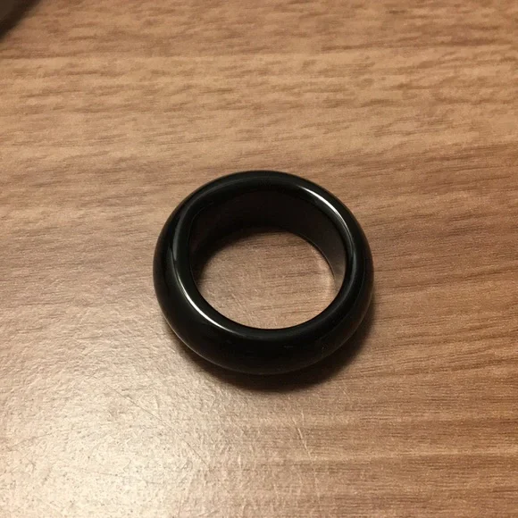 🎲TRADED🎲BLACK AGATE ring, unisex band - Picture 5 of 17
